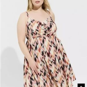 Torrid Pink and Black Geometric Midi Dress